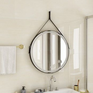 Купить Зеркало круглое Art&Max Milan 100, черный ремень в Москве с доставкой Зеркало круглое Art&Max Milan 100, черный ремень