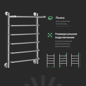 Купить Полотенцесушитель водяной EWRIKA Сафо FТ 80х50, с полкой, хром в Москве с доставкой Полотенцесушитель водяной EWRIKA Сафо FТ 80х50, с полкой, хром