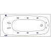 Акриловая ванна WHITECROSS Layla SMART 180x80 см, с гидромассажем, с каркасом, со сливом-переливом