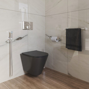 Купить Унитаз подвесной Grossman GR-4477BMS безободковый, черный матовый в Москве с доставкой Унитаз подвесной Grossman GR-4477BMS безободковый, черный матовый