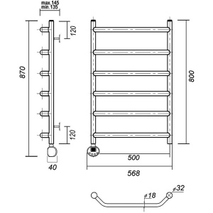 Купить Полотенцесушитель электрический Domoterm Лаура П6 50x80, золото, L в Москве с доставкой Полотенцесушитель электрический Domoterm Лаура П6 50x80, золото, L