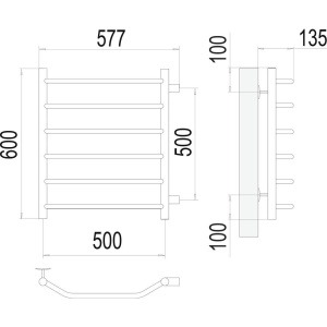 Купить Полотенцесушитель водяной Terminus Виктория П6 500x600 с боковым подключением 500 в Москве с доставкой Полотенцесушитель водяной Terminus Виктория П6 500x600 с боковым подключением 500