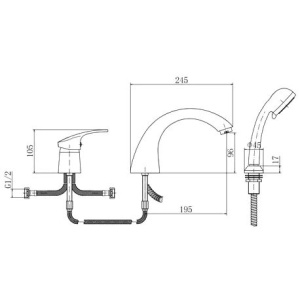Смеситель на борт ванны Fashun A1121 хром