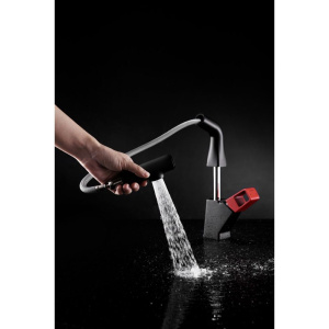 Смеситель для кухни Lemark Soul LM6008BR черный, красный