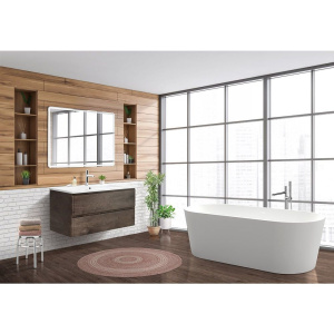 Купить Тумба с раковиной BelBagno Albano-Cer 105 подвесная, robere nature grigio в Москве с доставкой Тумба с раковиной BelBagno Albano-Cer 105 подвесная, robere nature grigio