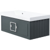 Тумба с раковиной La Fenice Cubo 90 L серая, ручка белая