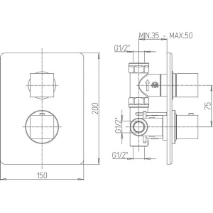Термостатический смеситель Paini Dax-R 84PZ690TH С ВНУТРЕННЕЙ ЧАСТЬЮ, для душа