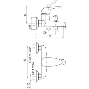 Купить Смеситель для ванны с душем Rav Slezak Sazava SA054.5/1 в Москве с доставкой Смеситель для ванны с душем Rav Slezak Sazava SA054.5/1