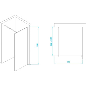 Душевая перегородка RGW Walk In WA-002B 60х195, профиль черный