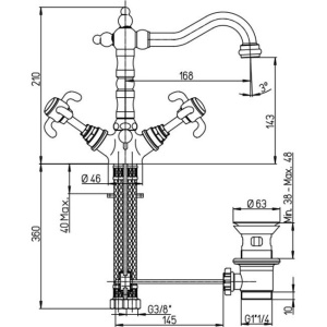 Смеситель для раковины Paini Ornellaia 87CR250B