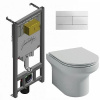Комплект унитаз с инсталляцией, кнопкой и сиденьем микролифт Jacob Delafon Elite E21742RU-00 безободковый