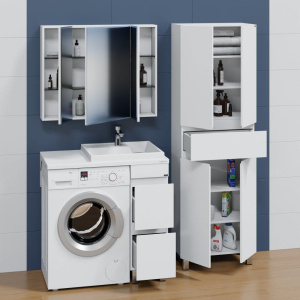 Тумба с раковиной СанТа Марс 29, R 2 ящика, напольная, для стиральной машины