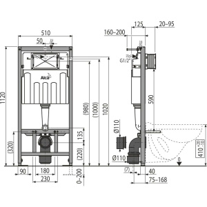 Система инсталляции для унитазов AlcaPlast A101 Sadromodul AM101/1120-0001