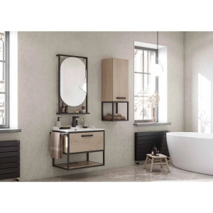 Купить Тумба с раковиной AQUATON Лофт Фабрик 65 дуб эндгрейн в Москве с доставкой Тумба с раковиной AQUATON Лофт Фабрик 65 дуб эндгрейн