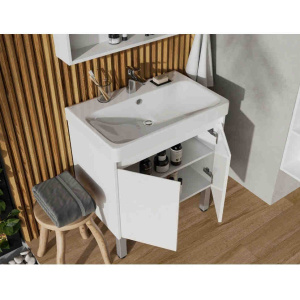 Тумба с раковиной Aquaton Сканди 70 1A2789K0SD010 белый глянец, белая матовая