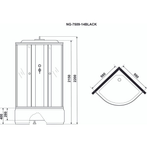 Душевая кабина Niagara Eco NG-7509-14 с высоким поддоном, с сиденьем