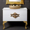 Тумба с раковиной Armadi Art NeoArt 100 белая с ручками золото, с ножками