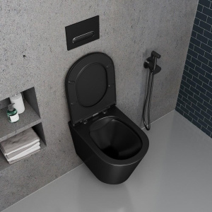 Унитаз подвесной D&K Venice черный, безободковый, с микролифтом