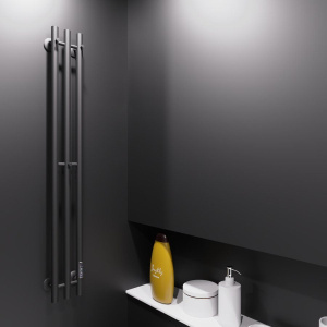 Купить Полотенцесушитель электрический Маргроид Inaro 120х12 R с крючками, черный матовый в Москве с доставкой Полотенцесушитель электрический Маргроид Inaro 120х12 R с крючками, черный матовый