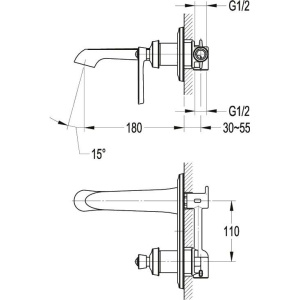 Смеситель для раковины Cezares Liberty F BLI 01 W0 С ВНУТРЕННЕЙ ЧАСТЬЮ