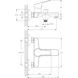 Смеситель для ванны с душем Rossinka RS29 -31
