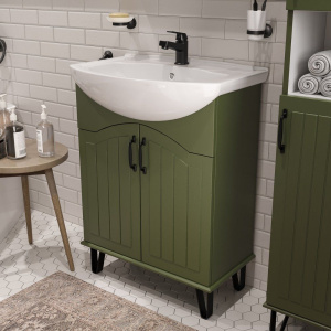 Купить Тумба с раковиной DIWO Сочи 65, зеленая в Москве с доставкой Тумба с раковиной DIWO Сочи 65, зеленая
