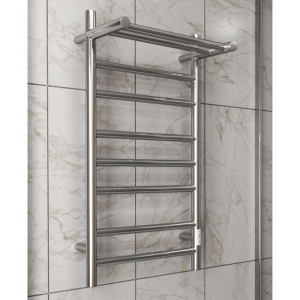 Купить Полотенцесушитель электрический Bauedge Stil Shelf R 40х80, с полкой, нержавеющая сталь полированная в Москве с доставкой Полотенцесушитель электрический Bauedge Stil Shelf R 40х80, с полкой, нержавеющая сталь полированная