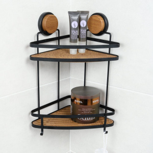 Полка Fixsen Magic 940B-2 угловая, двойная, черная, дерево