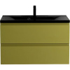Тумба с раковиной Art&Max Bianchi 90 подвесная, оливковая, черная раковина