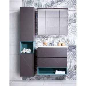 Купить Зеркало-шкаф Бриклаер Кристалл 75 ясень анкор, темный, с подсветкой в Москве с доставкой Зеркало-шкаф Бриклаер Кристалл 75 ясень анкор, темный, с подсветкой