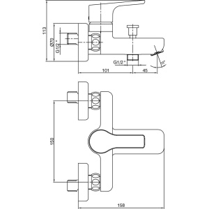 Смеситель для ванны с душем E.C.A. Luna 102102450EX