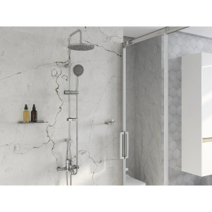 Купить Душевая стойка STWORKI Хельсинки HFSG97000 + Смеситель для ванны с душем STWORKI Хельсинки HFHS10000 хром в Москве с доставкой Душевая стойка STWORKI Хельсинки HFSG97000 + Смеситель для ванны с душем STWORKI Хельсинки HFHS10000 хром