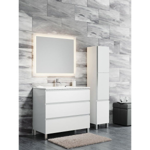 Купить Шкаф-пенал Sanvit Авеню 3 белый, с бельевой корзиной в Москве с доставкой Шкаф-пенал Sanvit Авеню 3 белый, с бельевой корзиной