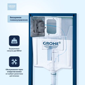 Система инсталляции для унитазов Grohe Rapid SL 38772001, 3 в 1 с кнопкой смыва