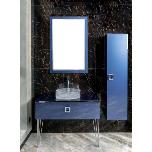 Тумба с раковиной Armadi Art Lucido 100 насыщенный синий, раковина 817, ножки хром