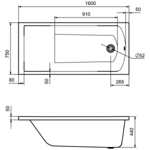 Акриловая ванна Santek Фиджи 160х75 1.WH50.1.597