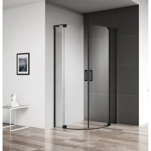 Душевой уголок Cezares Slider R 2 80/90 C Nero профиль черный, стекло прозрачное