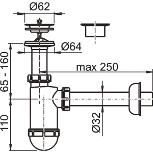 Сифон для раковины AlcaPlast A410 (AG210512432)