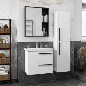 Купить Тумба с раковиной Misty Ненси 60 белая в Москве с доставкой Тумба с раковиной Misty Ненси 60 белая