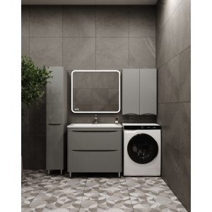 Тумба с раковиной Style Line Бергамо Мини 90 Люкс Plus напольная, антискрейтч серая