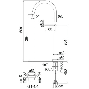 Смеситель для раковины Nobili Velis VE125148/2CR с донным клапаном, Chrome