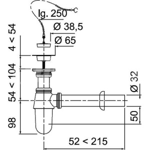 Сифон для раковины Wirquin SL213, с пробкой
