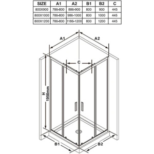 Душевая дверь Ravak Blix BLSRV2K 80х195 X1XM40300Z1 элемент душевого уголка