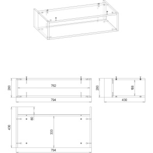 Купить Полка Бриклаер Кристалл 80 под тумбу, муссон в Москве с доставкой Полка Бриклаер Кристалл 80 под тумбу, муссон