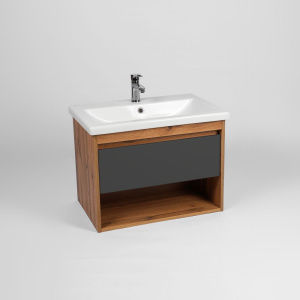 Мебель для ванной VIANT Бостон 70 подвесная, с ящиком, дуб вотан, графит