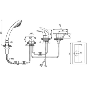 Смеситель на борт ванны Rav Slezak Dunaj D474.5PZ золото