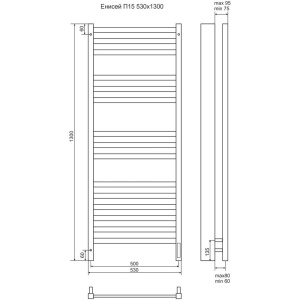 Полотенцесушитель электрический Terminus Енисей П15 50х130, sensor quick touch