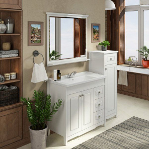 Тумба с раковиной Comforty Тбилиси 90 напольная, белый глянец