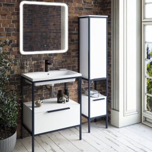 Купить Шкаф-пенал Sanflor Лорд 35, напольный, белый матовый, черный в Москве с доставкой Шкаф-пенал Sanflor Лорд 35, напольный, белый матовый, черный