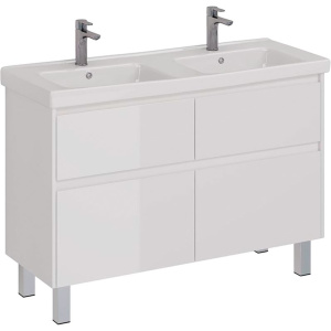 Тумба с раковиной Lemark Combi 125, белая глянцевая